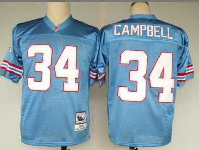 Mens Houston Oilers #34 Earl Campbell Light Blue Throwback Stitched Football Jersey