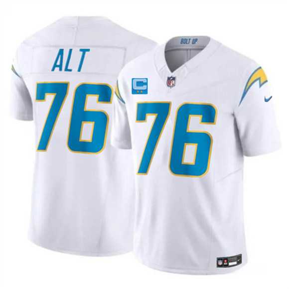 Mens Los Angeles Chargers #76 Joe Alt White 2026 F.U.S.E. 2-Star C Patch Vapor Limited Stitched Jersey Dzhi