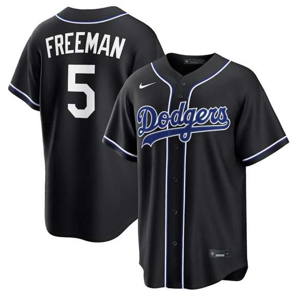 Mens Los Angeles Dodgers #5 Freddie Freeman 2026 Black Out Stitched Jersey Dzhi