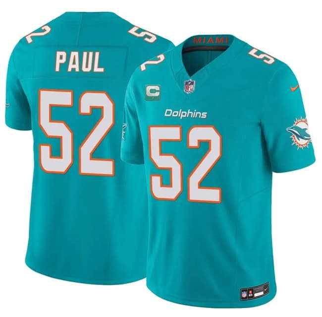 Mens Miami Dolphins #52 Patrick Paul Aqua 2026 F.U.S.E. 1-Star C Patch Vapor Limited Stitched Jersey Dzhi