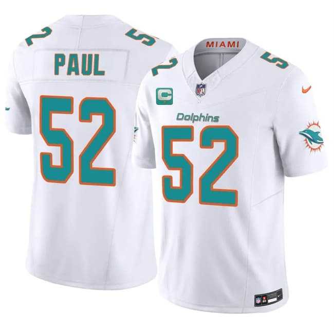 Mens Miami Dolphins #52 Patrick Paul White 2026 F.U.S.E. 1-Star C Patch Vapor Limited Stitched Jersey Dzhi