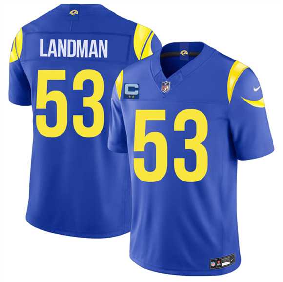 Mens Los Angeles Rams #53 Nate Landman Royal 2026 F.U.S.E. 2-Star C Patch Vapor Limited Stitched Jersey Dzhi