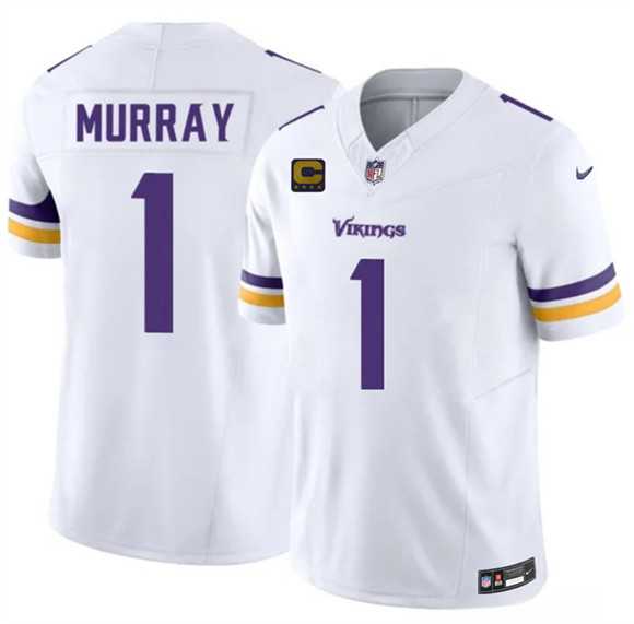 Mens Minnesota Vikings #1 Kyler Murray White 2026 F.U.S.E. 4-Star C Patch Vapor Untouchable Limited Stitched Jersey Dzhi