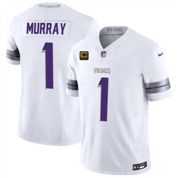 Mens Minnesota Vikings #1 Kyler Murray White 2026 F.U.S.E. 4-Star C Patch Winter Warrior Limited Stitched Jersey Dzhi