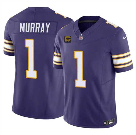 Mens Minnesota Vikings #1 Kyler Murray Purple 2026 F.U.S.E. 4-Star C Patch Throwback Vapor Untouchable Limited Stitched Jersey Dzhi