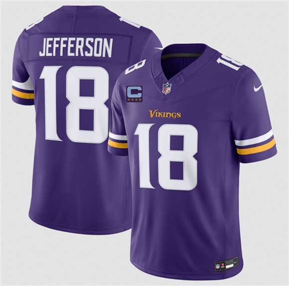 Mens Minnesota Vikings #18 Justin Jefferson Purple 2026 F.U.S.E. With 4-star C Patch Vapor Untouchable Limited Stitched Jersey Dzhi