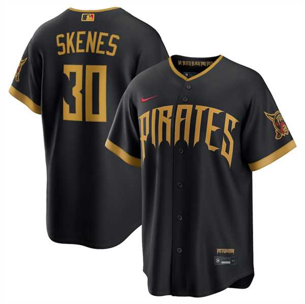 Mens Pittsburgh Pirates #30 Paul Skenes Black 2026 City Connect Stadium Stitched Stitched Jersey Dzhi