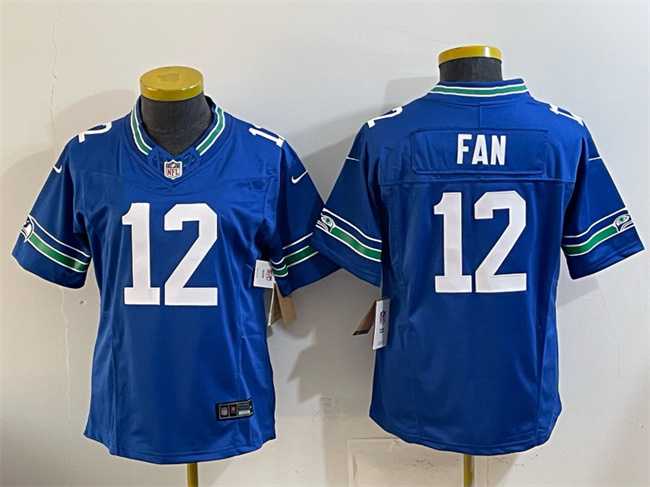 Youth Seattle Seahawks #12 Fan Royal 2024 F.U.S.E Throwback Vapor Limited Stitched Jersey