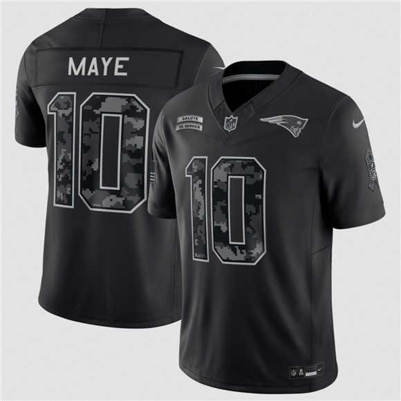 Mens New England Patriots #10 Drake Maye Black 2026 Salute to Service Limited Stitched Jersey