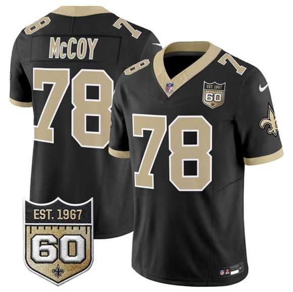 Mens New Orleans Saints #78 Erik McCoy Black 2026 F.U.S.E 60th Anniversary Patch Vapor Limited Stitched Jersey Dzhi
