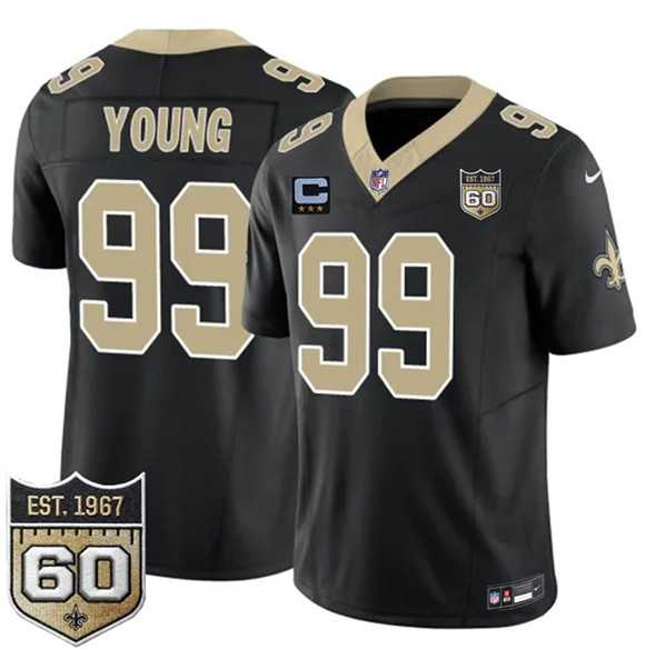 Mens New Orleans Saints #99 Chase Young Black 2026 F.U.S.E With 3-Star C Patch And 60th Anniversary Patch Vapor Limited Stitched Jersey Dzhi
