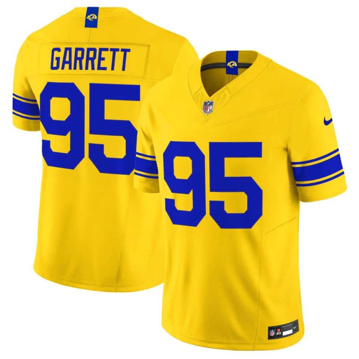 Mens Los Angeles Rams #95 Myles Garrett Yellow 2026 F.U.S.E. Vapor Limited Stitched Jersey Dzhi