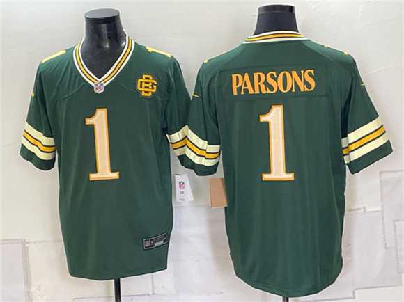 Mens Green Bay Packers #1 Micah Parsons Dark Green 2026 Rivalries Collection Limited Stitched Game Jersey->green bay packers->NFL Jersey