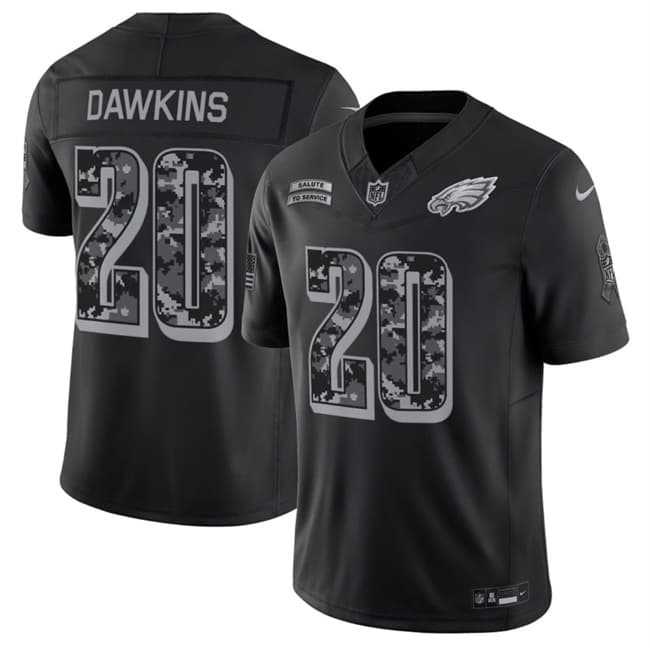 Mens Philadelphia Eagles #20 Brian Dawkins Black F.U.S.E. 2026 Salute to Service Limited Stitched Jersey