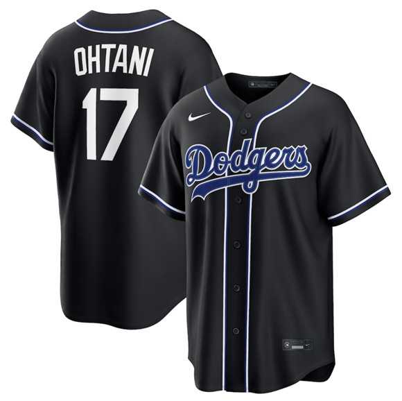 Mens Los Angeles Dodgers #17 Shohei Ohtani 2026 Black Out Stitched Jersey Dzhi