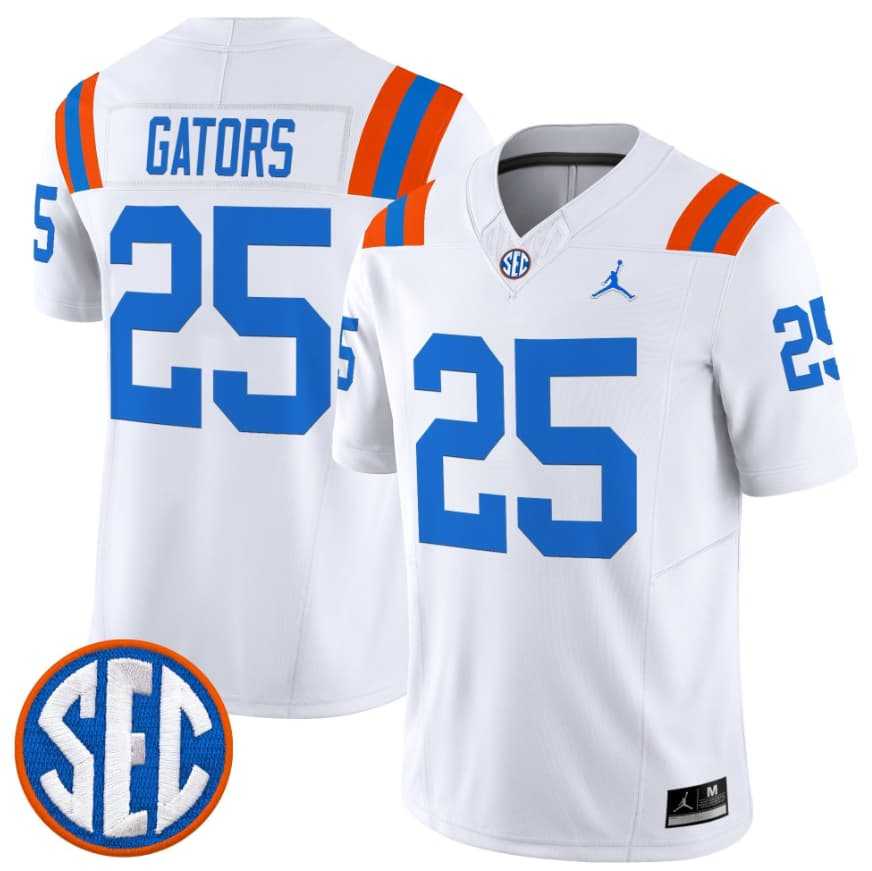 Mens Florida Gators #25 Gators White 1960s Throwback F.U.S.E. Vapor Limited Stitched Jersey Dzhi->->NCAA Jersey