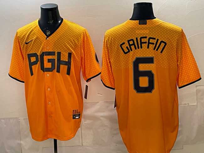 Mens Pittsburgh Pirates #6 Konnor Griffin Gold City Connect Stitched Jersey Dzhi