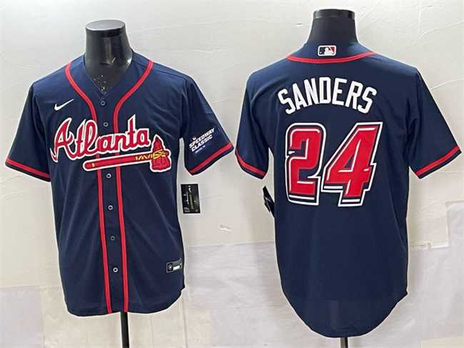 Mens Atlanta Braves #24 Deion Sanders Navy 2025 Speedway Classic Alternate Stitched Jersey