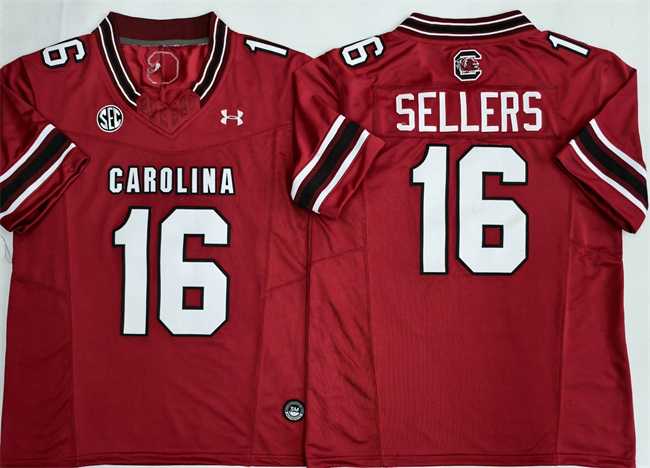 Mens South Carolina Fighting Gamecocks #16 LaNorris Sellers Red F.U.S.E. Stitched Jersey->->NCAA Jersey