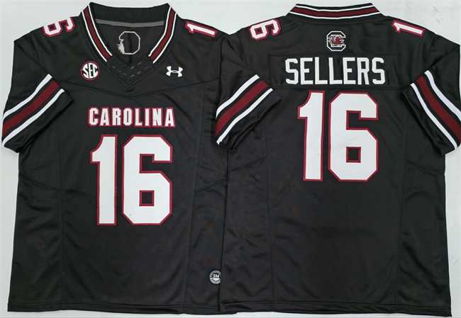 Mens South Carolina Fighting Gamecocks #16 LaNorris Sellers Black F.U.S.E. Stitched Jersey->->NCAA Jersey
