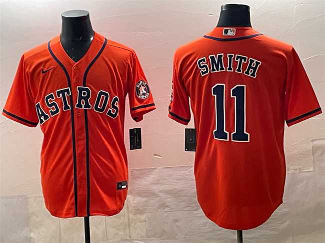 Mens Houston Astros #11 Cam Smith Orange Cool Base Stitched Jersey