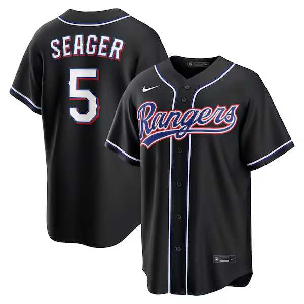 Mens Texas Rangers #5 Corey Seager Fashion Replica Black Out Jersey Dzhi->texas rangers->MLB Jersey