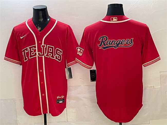 Mens Texas Rangers Team Big Logo Red 2026 City Connect Stadium Stitched Jersey Dzhi->texas rangers->MLB Jersey