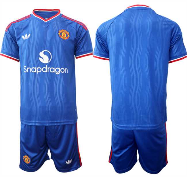 Mens Manchester United Custom 2026-27 Blue Away Soccer Jersey Suit->->Custom Jersey
