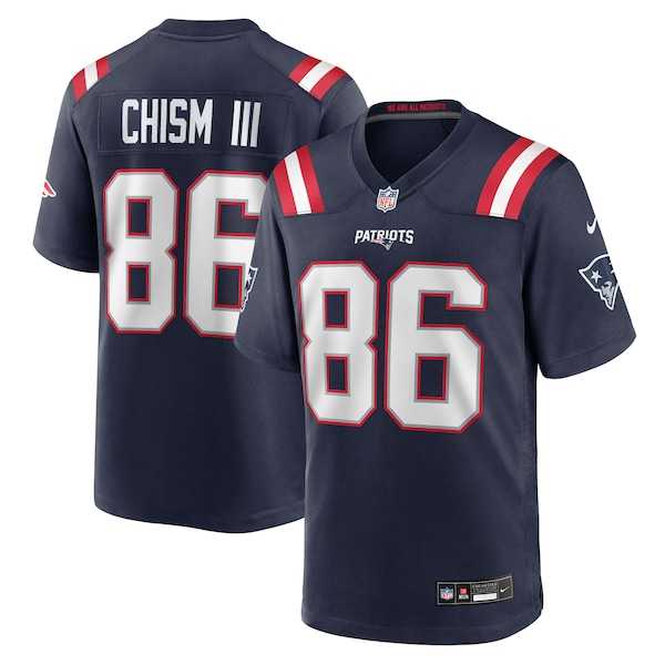 Mens New England Patriots #86 Efton Chism III Nike Navy Team Game Jersey Dzhi