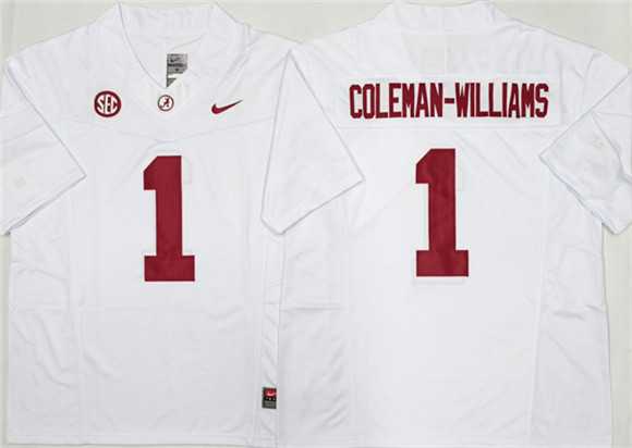 Mens Alabama Crimson Tide #1 Ryan Alexander Coleman-Williams Jr White 2026 F.U.S.E Stitched Jersey