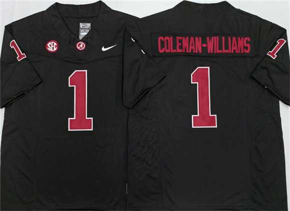 Mens Alabama Crimson Tide #1 Ryan Alexander Coleman-Williams Jr Black 2026 F.U.S.E Stitched Jersey