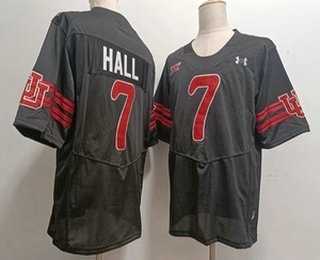 Mens Utah Utes #7 Johnathan Hall Black College Jersey