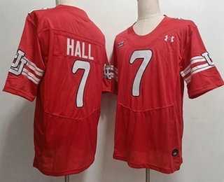 Mens Utah Utes #7 Johnathan Hall Red Retro College Throwback Jerseyy