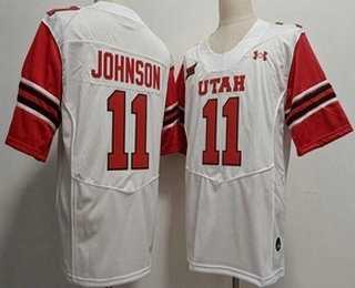 Mens Utah Utes #11 Ricky Johnson White College Jersey