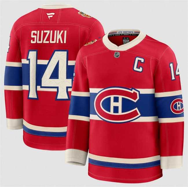Mens Montreal Canadiens #14 Nick Suzuki Red 2026 Heritage Classic Premium Stitched Jersey Dzhi->->NHL Jersey