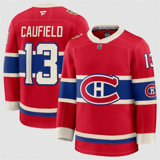 Mens Montreal Canadiens #13 Cole Caufield Red 2026 Heritage Classic Premium Stitched Jersey Dzhi->->NHL Jersey