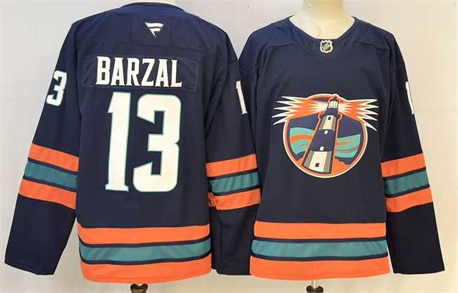 Mens New York Islanders #13 Mathew Barzal Navy 2026 Stitched Hockey Jersey->->NHL Jersey