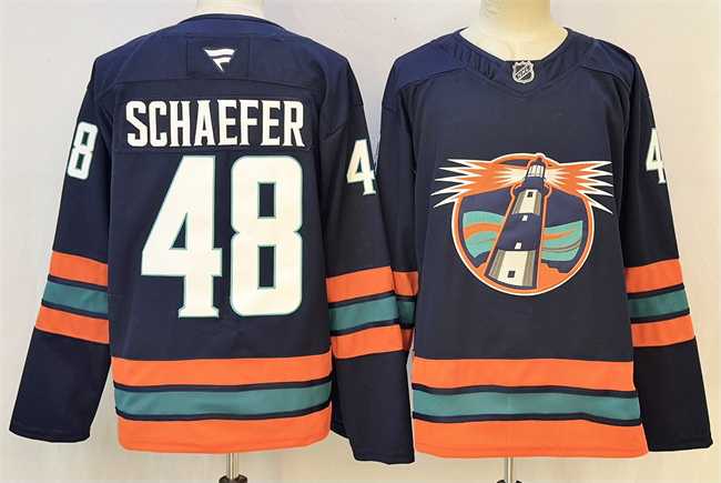 Mens New York Islanders #48 Matthew Schaefer Navy 2024-25 Stitched Hockey Jersey->->NHL Jersey