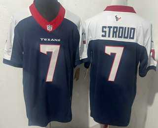 Mens Houston Texans #7 CJ Stroud Navy Blue Limited Thanksgiving Fashion FUSE Jersey->houston texans->NFL Jersey