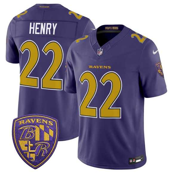 Mens Baltimore Ravens #22 Derrick Henry Purple 2026 F.U.S.E. Alternate Vapor Limited Stitched Jersey Dzhi