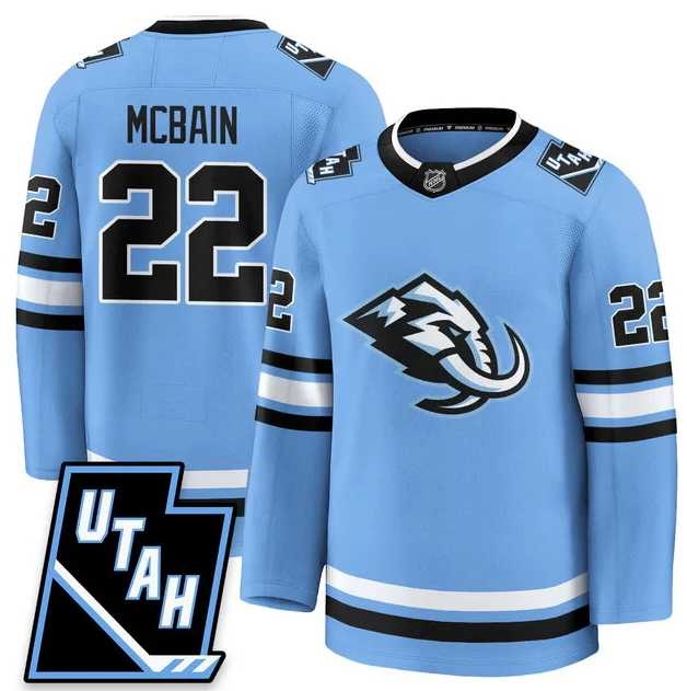 Mens Utah Hockey Mammoth #22 Jack McBain 2025 Limited All Stitched Blue Jersey Dzhi