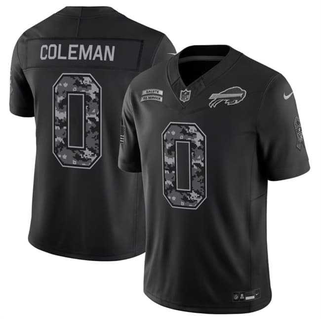 Mens Buffalo Bills #0 Keon Coleman Black 2026 F.U.S.E. Salute to Service Limited Stitched Jersey