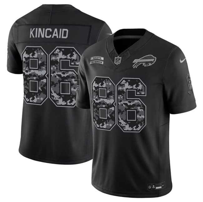 Mens Buffalo Bills #86 Dalton Kincaid Black 2026 F.U.S.E. Salute to Service Limited Stitched Jersey