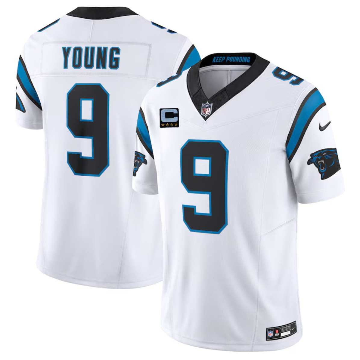 Mens Carolina Panthers #9 Bryce Young White 2026 F.U.S.E. 4-Star C Patch Vapor Limited Stitched Jersey Dzhi