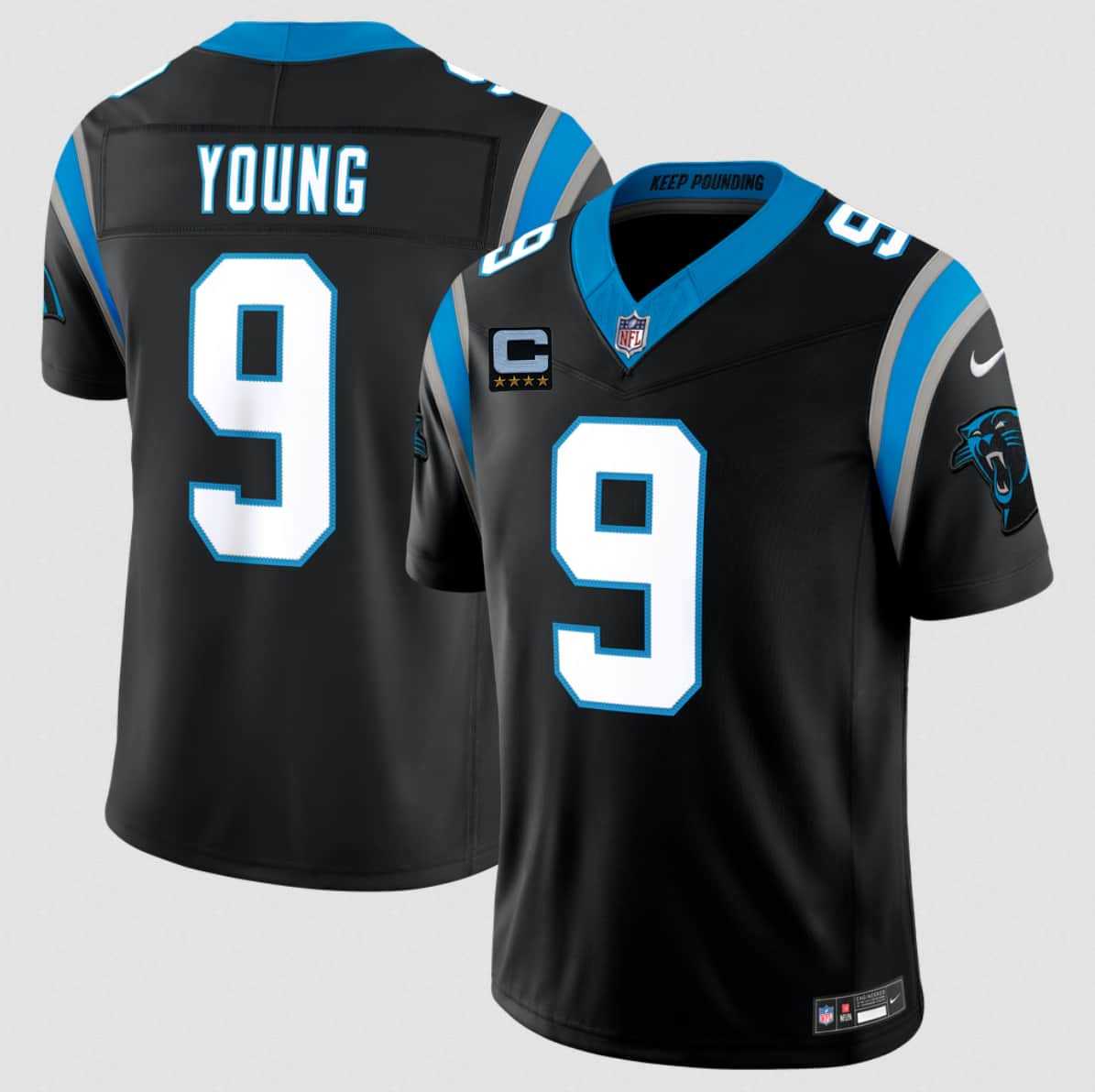 Mens Carolina Panthers #9 Bryce Young Black 2026 F.U.S.E. 4-Star C Patch Vapor Limited Stitched Jersey Dzhi