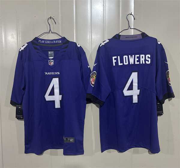 Mens Baltimore Ravens #4 Zay Flowers Purple 2026 Alternate Vapor Limited Stitched Jersey