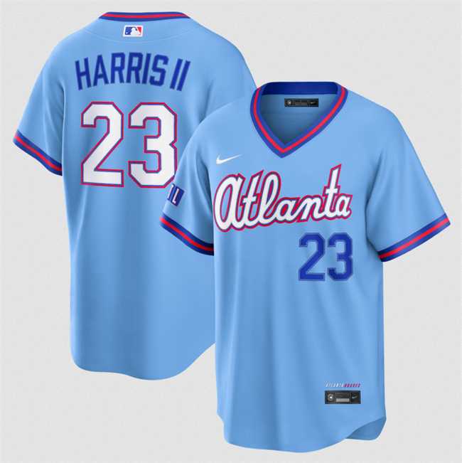 Mens Atlanta Braves #23 Michael Harris II Powder Blue 2026 City Connect Stadium Stitched Jersey Dzhi