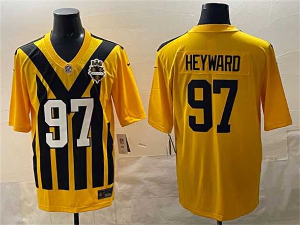 Mens Pittsburgh Steelers #97 Cameron Heyward Gold 1933 Throwback Alternate Stitched Game Jersey