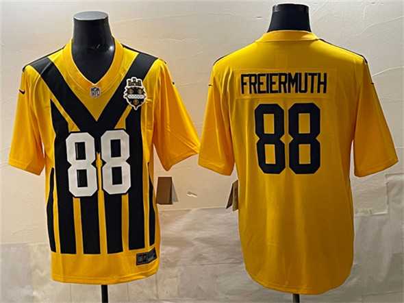 Mens Pittsburgh Steelers #88 Pat Freiermuth Gold 1933 Throwback Alternate Stitched Game Jersey