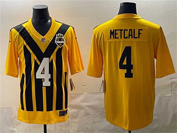 Mens Pittsburgh Steelers #4 DK Metcalf Gold 1933 Throwback Alternate Stitched Game Jersey